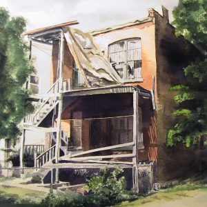 Red Brick Series 3, a framed watercolor painting by Tony Armendariz