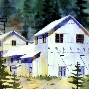 Silver Valley Mine, a framed watercolor painting by Eric Ashenhurst